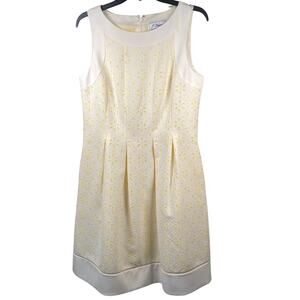 Jessica Howard Cream and Yellow Floral Eyelet Midi Dress